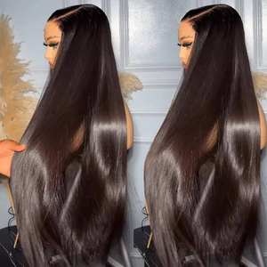 Perruques de <span class=keywords><strong>cheveux</strong></span> humains bruts par plumage Swiss HD Lace Front Wig sans colle en <span class=keywords><strong>cheveux</strong></span> humains vietnamiens bruts pour femmes noires, 30 à 40 pouces - Product Image 6