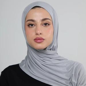 2025 New Arrival Ultra Soft Breathable Cotton Jersey Hijab High Quality <b>Stitching</b> Comfortable Wrap for Muslims for Autumn - Product Image 2