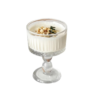 Francese Retro incide in vetro alto piccola ciotola da Dessert cilindro portacandele budino tazza di bicchiere di vino calice - Product Image 5