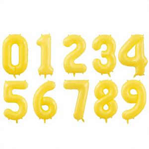 ลูกโป่งฟอยล์รูปตัวเลขขนาด 40 นิ้ว สีเหลืองมาการอง หมายเลข 0-9 ของขวัญเดี่ยว ของเล่นสำหรับผู้ใหญ่และเด็ก ตกแต่งงานวันเกิด DIY - Product Image 1