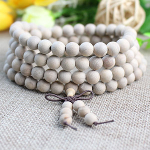 Pulsera de Oración Budista de Madera de Alcanfor con 108 Cuentas, 6-8mm, Redondas, Unisex, Joyería Naturalmente Fragante, Cuentas de Estilo Étnico - Product Image 1