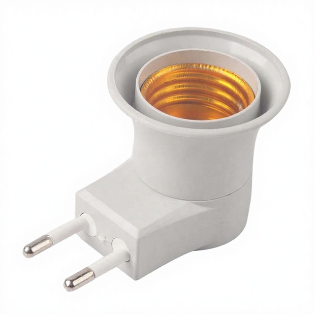 Hengxin Lamp Base E27 LED Light Male Socket EU Plug Adapter Converter ON/OFF Button Screw Style Plastic Material 1-Year Warranty