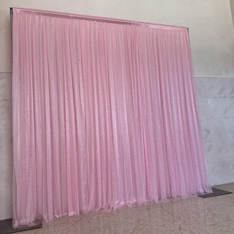 drapé en soie glacée rose + tulle rose