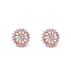 Pendientes de Botón de Moissanita con Diseño Floral Hueco, Clásicos, Elegantes y Lujosos, Chapados en Plata y Oro de Tianyu Gems. - Product Image 3