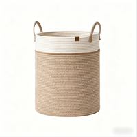 Panier de rangement de luxe en fibres végétales écologiques blancs couleur désert avec poignée pour la maison, la cuisine et le rangement des couvertures