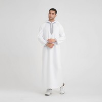 Túnica Islámica Modest para Hombre al por Mayor, Bordada, Estilo Marroquí, Transpirable, con Capucha, de Poliéster