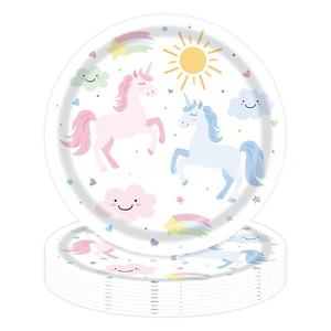 Ensemble de vaisselle jetable <span class=keywords><strong>licorne</strong></span> de rêve coloré pour la fête d'<span class=keywords><strong>anniversaire</strong></span> des enfants fourchette cuillère assiette en papier décorations de fête incluses - Product Image 3