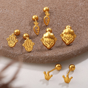 Aretes de Acero Inoxidable con Diseño de Dibujos Animados, Chapados en Oro de 18K, para Mujer, Regalo, Joyería de Moda, Forma Irregular, Aleación de Zinc - Product Image 2