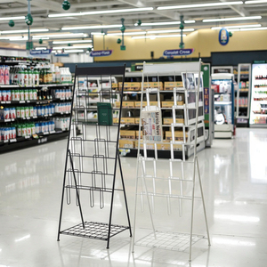 Xách tay gấp kim loại kệ sách thương mại hiện đại Tạp Chí hiển thị hình ảnh Album Rack cho siêu thị - Product Image 1