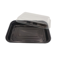 JY-825 Kunststoff-Lebensmittelverpackung Dekorative Artikel mit Klarem Deckel Schwarze Kunststoff-Sushi-Schale Lebensmittelverpackungsbox