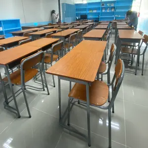 FOSHAN College Student Study Chair Ergonomic Fixed Height Training Room Metal Plywood Student Desk Chairs