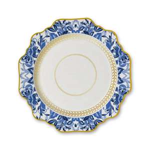 Plato de porcelana de hueso Vintage europeo con borde de girasol, plato de cerámica azul y blanco para restaurante, juegos de vajilla sostenibles, inauguración de la casa - Product Image 3