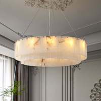 Lustre moderne de luxe en marbre espagnol CE, luminaire suspendu rond en cuivre de style nordique pour salon, salle à manger, chambre à coucher