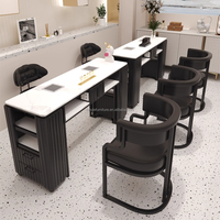 Meubles de salon professionnels, table de manucure en bois sur mesure, chaise, table à ongles en marbre, station pour la décoration de salon de beauté