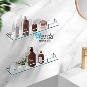 Estante <span class=keywords><strong>de</strong></span> baño flotante <span class=keywords><strong>de</strong></span> vidrio templado Rectangular Wesda, soporte <span class=keywords><strong>de</strong></span> pared <span class=keywords><strong>con</strong></span> borde <span class=keywords><strong>de</strong></span> acero inoxidable, estante <span class=keywords><strong>de</strong></span> ducha montado en esquina - Product Image 3