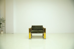 आधुनिक लिविंग रूम फर्नीचर सेट टिकाऊ स्टेनलेस स्टील ट्यूब पीले उच्चारण सोफे और कमरे के लिए कुर्सी कॉम्बो - Product Image 2