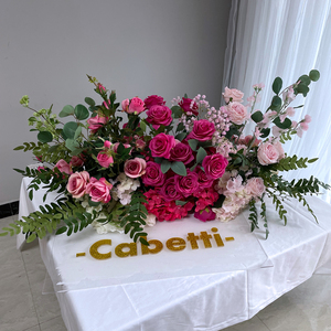 Coureur de fleurs de mariage rose blanche en <span class=keywords><strong>soie</strong></span> artificielle Coureur de fleurs de grande allée épaisse - Product Image 4