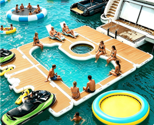 Plateforme flottante gonflable commerciale en U pour l'accès aux yachts, jet-skis et divertissements aquatiques - Product Image 1