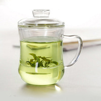 Tasse à thé en verre transparente de 350 ml (12 oz) avec infuseur, faite à la main, moderne, luxueuse, écologique, résistante à la chaleur, pour une infusion unique