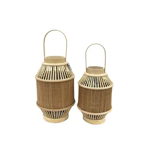 Atacadista de luz de vime de bambu artesanal para decoração de casa, outros castiçais, lanternas e potes de velas