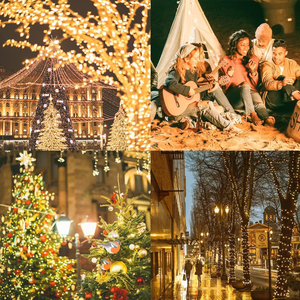 Guirnalda de <span class=keywords><strong>Luces</strong></span> LED Solares para Decoración de Jardín, Patio, <span class=keywords><strong>Navidad</strong></span> y Bodas, Luz Blanca Cálida, IP65 Impermeable, Encendido/Apagado Automático, 8 Modos - Product Image 3