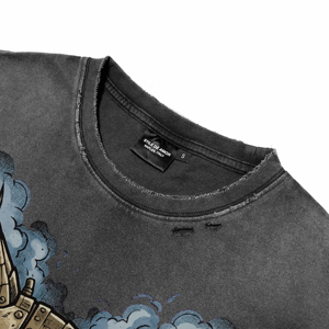Camiseta de Manga Corta para Hombre, Algodón Grueso, Estilo Vintage Steampunk, Diseño Lynx, Impresión DTG, Cuello Redondo, Talla Grande, Estilo Gótico Urbano - Product Image 3