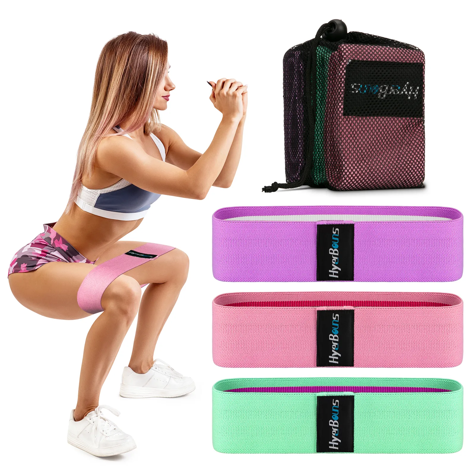 Atacado logotipo personalizado fitness rosa exercício yoga loop quadril resistência conjunto de faixas