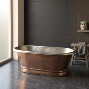 Baignoire ovale autoportante en cuivre, style classique, baignoire en métal durable pour adultes - Indian Home Crafts - Product Image 3
