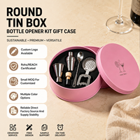 Caja Redonda de Hojalata Reciclable Ecológica, MOQ Bajo, Logotipo Personalizado, Múltiples Colores, Kit de Abrebotellas Premium, Estuche de Regalo