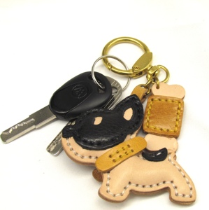 Nouveau style Weilei, pendentif bouledogue français en cuir véritable tanné végétal, forme irrégulière sculptée, teinture végétale, décoration, <span class=keywords><strong>porte</strong></span>-<span class=keywords><strong>clés</strong></span> - Product Image 2