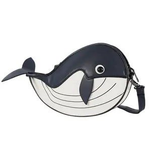 Sac à bandoulière en forme de baleine mignon personnalisé sac à main en forme d'animal adorable en cuir Pu pour fille