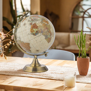Globo Terrestre Decorativo Classico da 14,2 cm con Base in Metallo, Mappa del Mondo in Carta, Decorazione per Casa e Ufficio, Regalo Vintage - Product Image 3