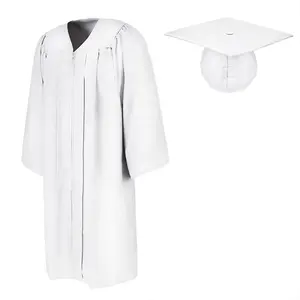 White Graduation Cap Gown Factory Direct