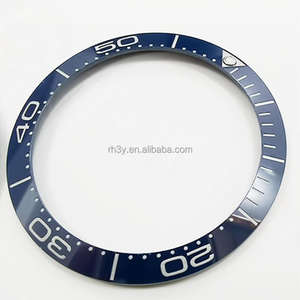 Remplacement de <span class=keywords><strong>lunette</strong></span> en platine et céramique d'origine pour OMG pour mouvement de montre mécanique pour homme de 38,1 mm, boîtier noir/bleu foncé - Product Image 2