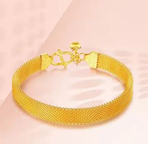 Bracelets en or jaune véritable 24 carats G9999, bijoux solides pour femmes, cadeau de mariage personnalisé, élastique, luxe, Xinfly - Product Image 2