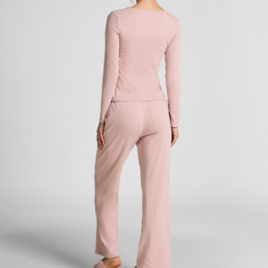<span class=keywords><strong>Pigiama</strong></span> da donna in cotone jacquard tinta unita, manica lunga e pantaloni lunghi, delicato sulla pelle, per il tempo libero - Collezione 2026 di grande successo - Product Image 3