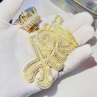 Pendentif personnalisé en moissanite VVS, argent sterling 925 plaqué or, logo hip-hop glacé pour homme, breloque lettre, bijoux de rappeur, tiers