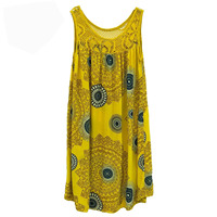 Robe midi bohème pour femme avec dentelle, nouvelle collection 2026, imprimé géométrique, sans manches, ample, décontractée, pour la plage