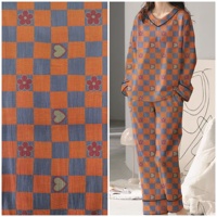 100% coton peigné Jacquard Double couche gaze tissé tissu large largeur fil teint fleur vêtements de nuit robe Blouse jupes vêtements
