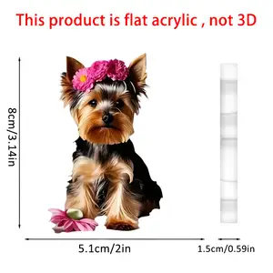 2D Acrylic Car Pendant Flat Decoration A Dog Wearing Flowers Backpack Keychain Pendant Best Gift For Friends On Holidays