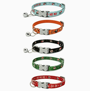 Collar Ajustable para Mascotas, Correa de Cuello para Perro o Gato, de Poliéster Estampado, con Campana y Hebilla de Hueso, para Uso Diario - Product Image 3