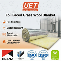 Laine de verre en rouleau avec revêtement en aluminium UL 723 anti-ignifuge R2.5 100 pour murs métalliques de bâtiments en Australie