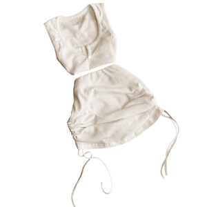 Setelan baju celana pendek wanita musim panas, setelan baju celana pendek, atasan crop, baju wanita rajut, 2 potong, baru, musim panas, 2024 - Product Image 6