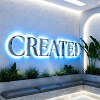 Letrero Comercial Personalizado de Acero Inoxidable con Logotipo de Empresa, Letras de Canal Iluminadas con Halo, Señalización Comercial para Oficina, Recepción, Vestíbulo, Letrero de Pared