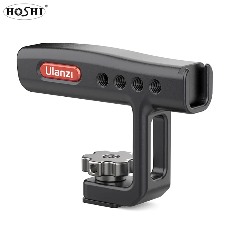 HOSHI Ulanzi R071 Mini Metal Top Handle Hand Grip with Cold Shoe Mount 1/4 Inch Screw Holes for Canon Nikon Sony DSLR Camera