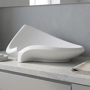 Lavabo carré en céramique moderne à poser sur comptoir, à prix abordable, pour salle de bain, équipement sanitaire - Product Image 6