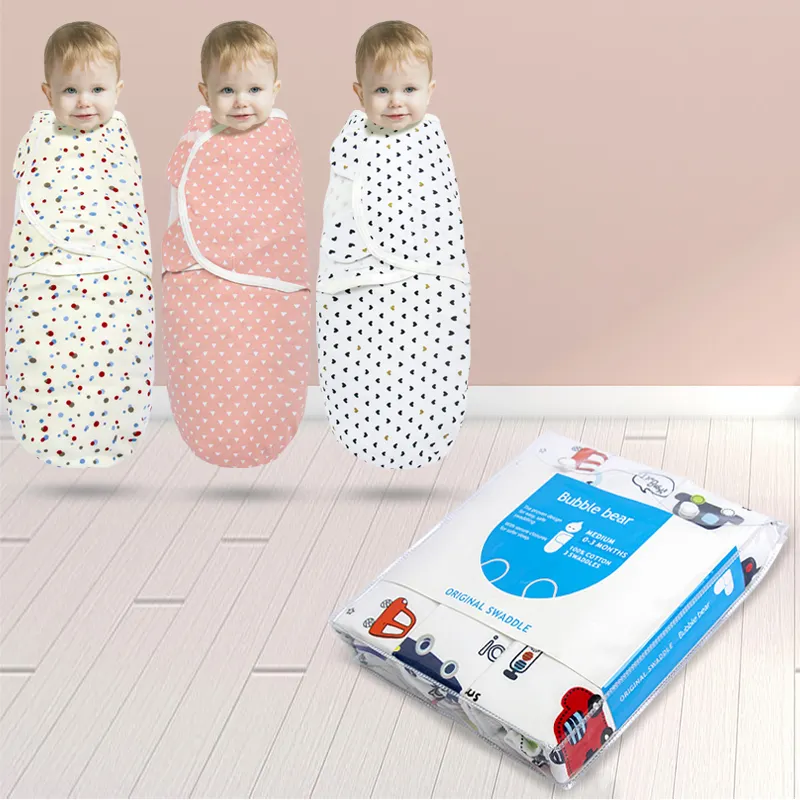 3 पैक बच्चे कार्बनिक लपेटना लपेटें कंबल 100% कपास लपेटना कंबल समायोज्य शिशु की चादर