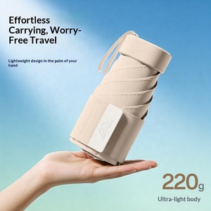 Paraguas de <span class=keywords><strong>Sol</strong></span> Mini Ultra Delgado de 6 Pliegues, Novedad 2026, Parasol UV Portátil con Correa de Cuero Ancha, Paraguas de Regalo para Venta al por Mayor - Product Image 3