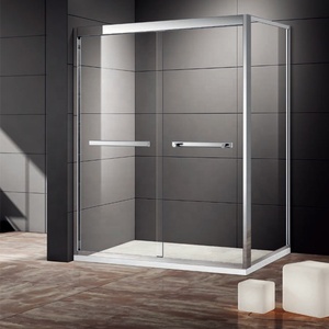 WANJIA-<span class=keywords><strong>puerta</strong></span> de ducha de vidrio deslizante para baño, marco de aluminio negro de alta calidad - Product Image 2