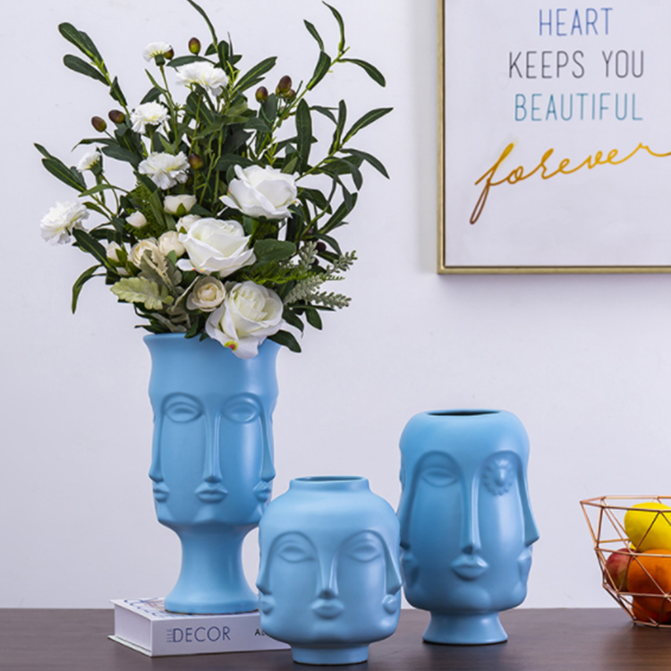 Light luxury personality home living room study decoration American portrait art decoration face ceramic vase